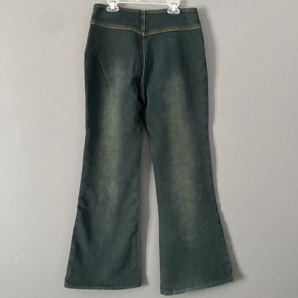 Y2K Embroidered Waist Flare Jeans Sz 28 McBling Indie Sleaze Festival Denim - Picture 8 of 15